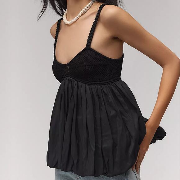 Anthropologie Tops - Anthropologie Knit Swing Tank Top Black